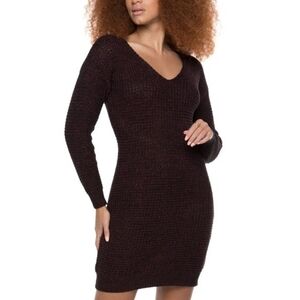 BLACK TAPE Womens Black Long Sleeves Knee Length Sweater Dress NWT Size X Large